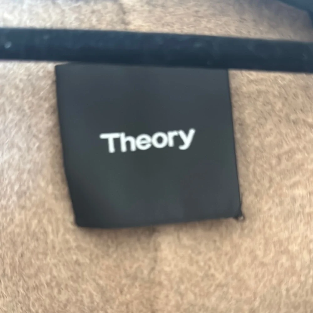 Theory Elegant Black Trench Coat with Tan Accents - Picture 2 of 4